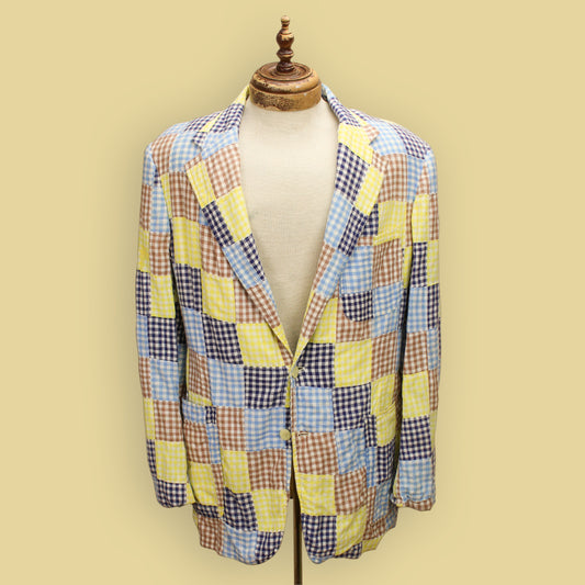 Vintage Patchwork Gingham Madras Sport Coat