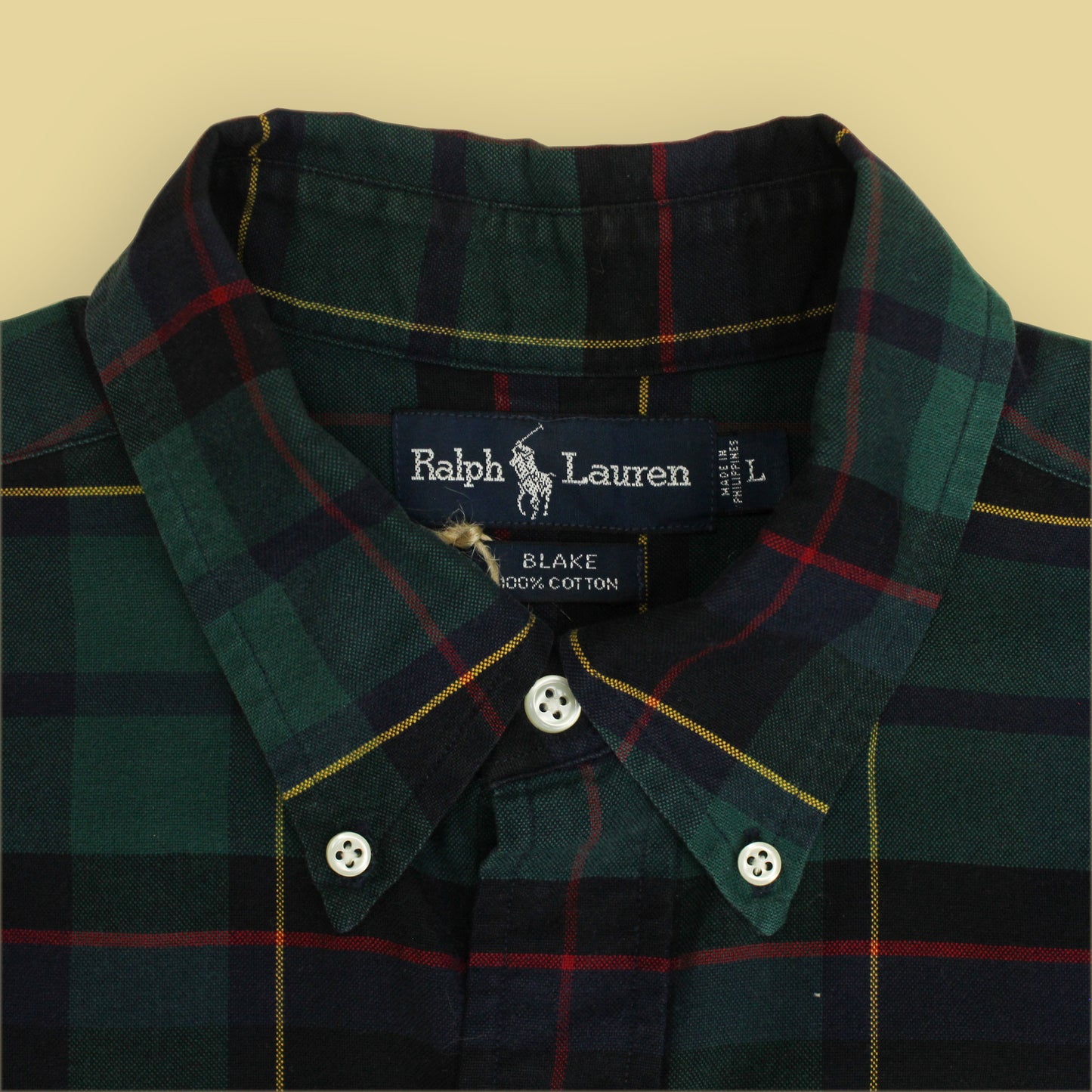 Polo Ralph Lauren Plaid Cotton Scottie Dog Embroidered Blake Button Down Shirt