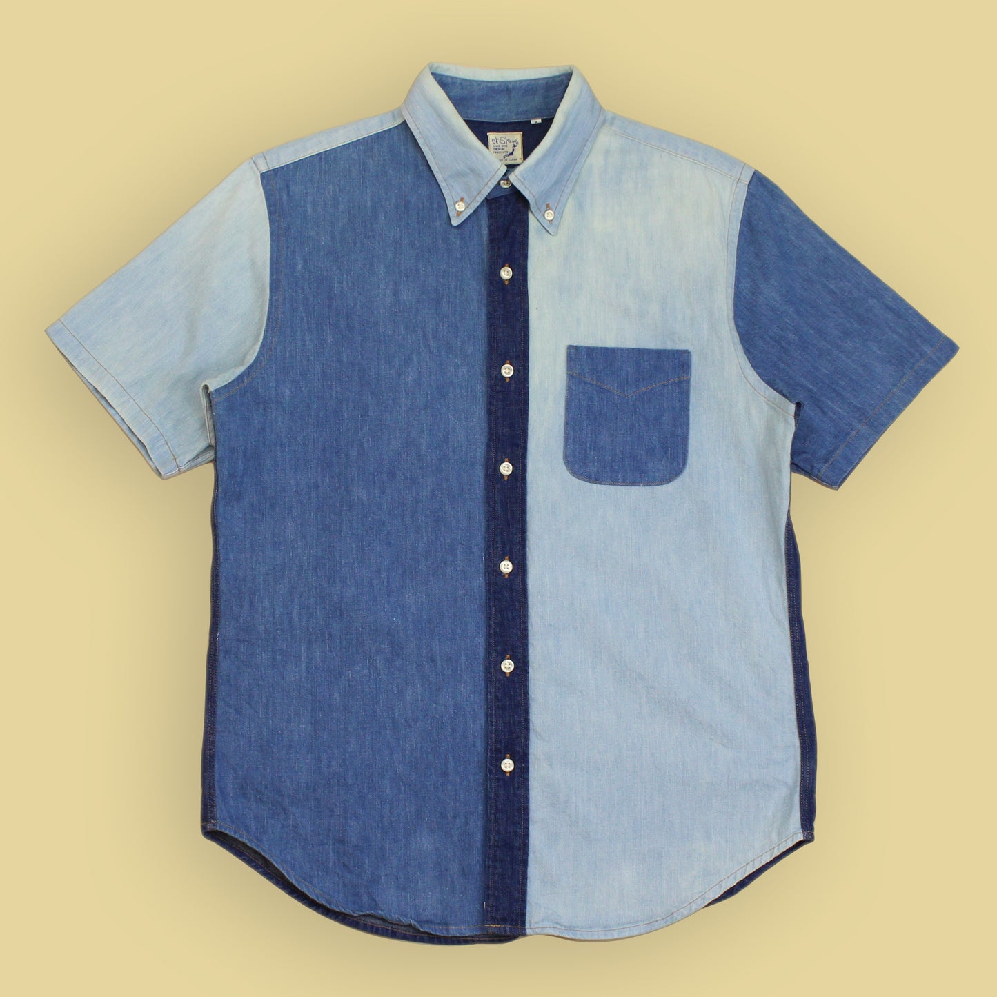 OrSlow Mismatched Denim Short Sleeve Fun Shirt