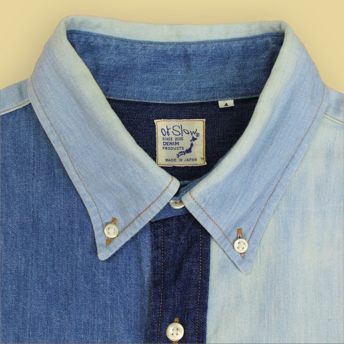 OrSlow Mismatched Denim Short Sleeve Fun Shirt