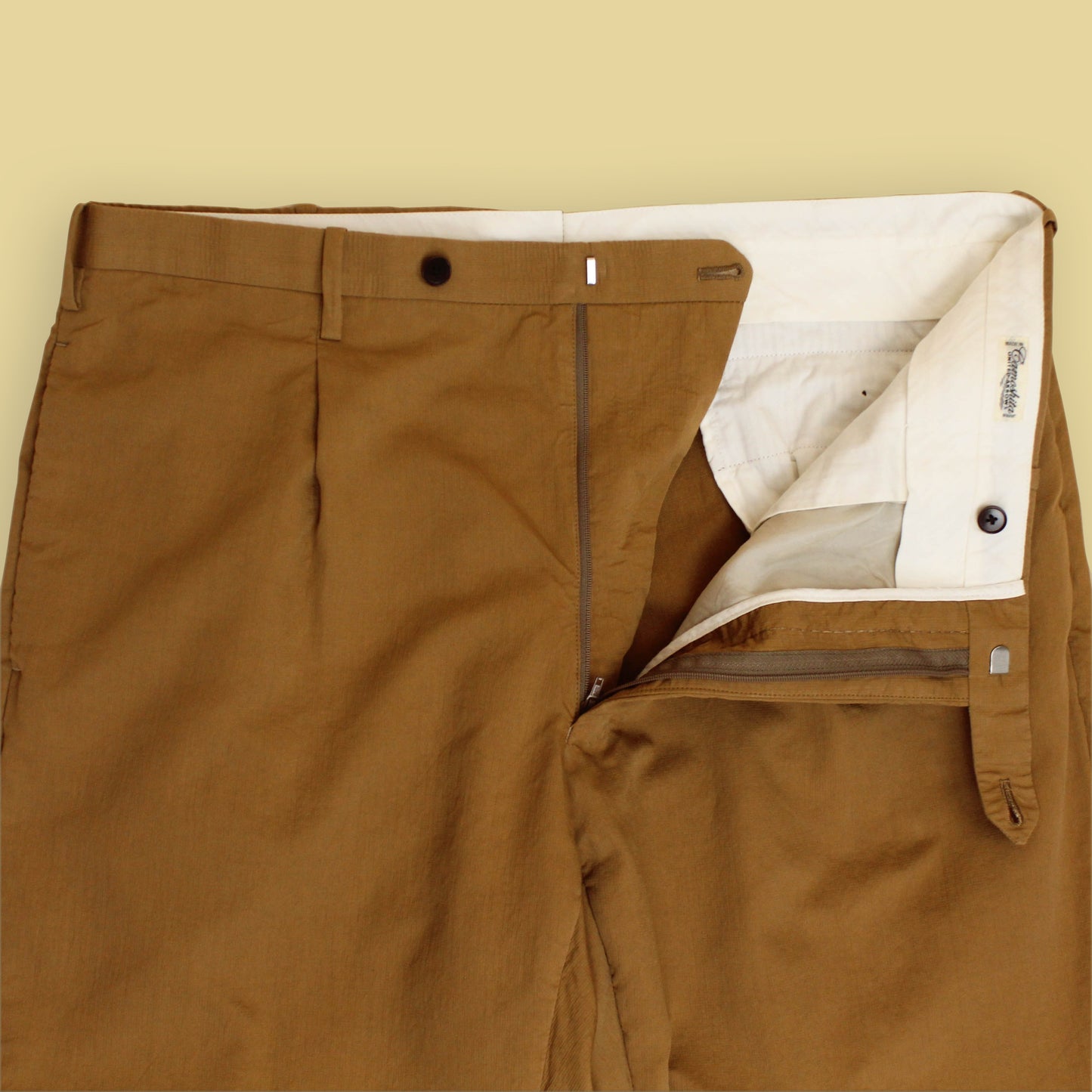 Camoshita Texture Cotton Silk Single Pleat Trousers