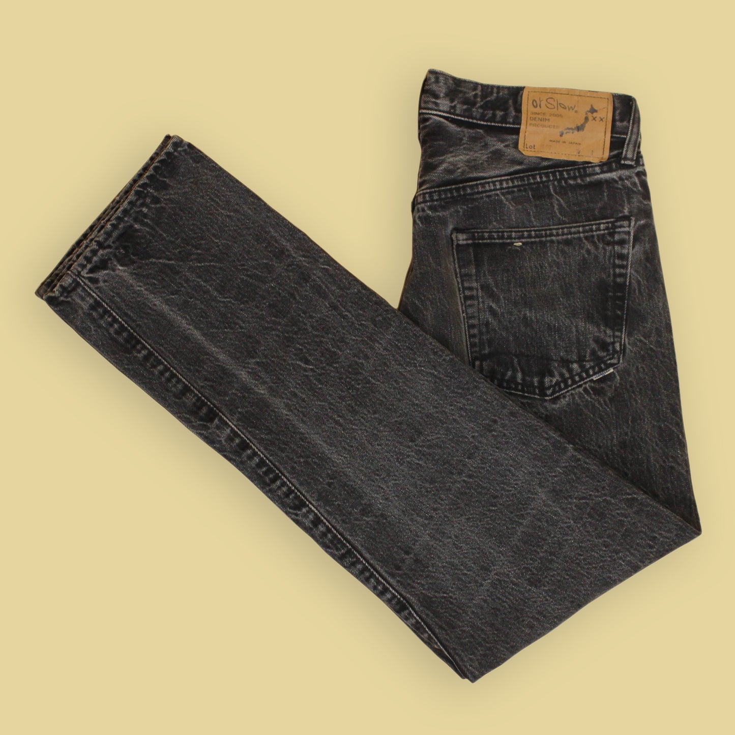 OrSlow Black Stonewash Denim 107 Ivy Fit Jeans