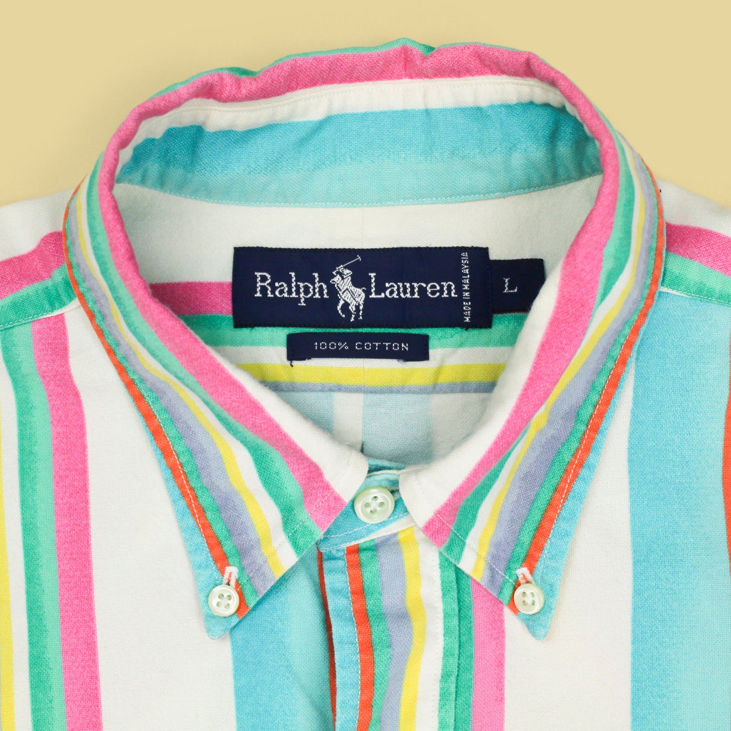 Vintage Polo Ralph Lauren Gradient Stripe Print Oxford Cotton Button-Down Shirt