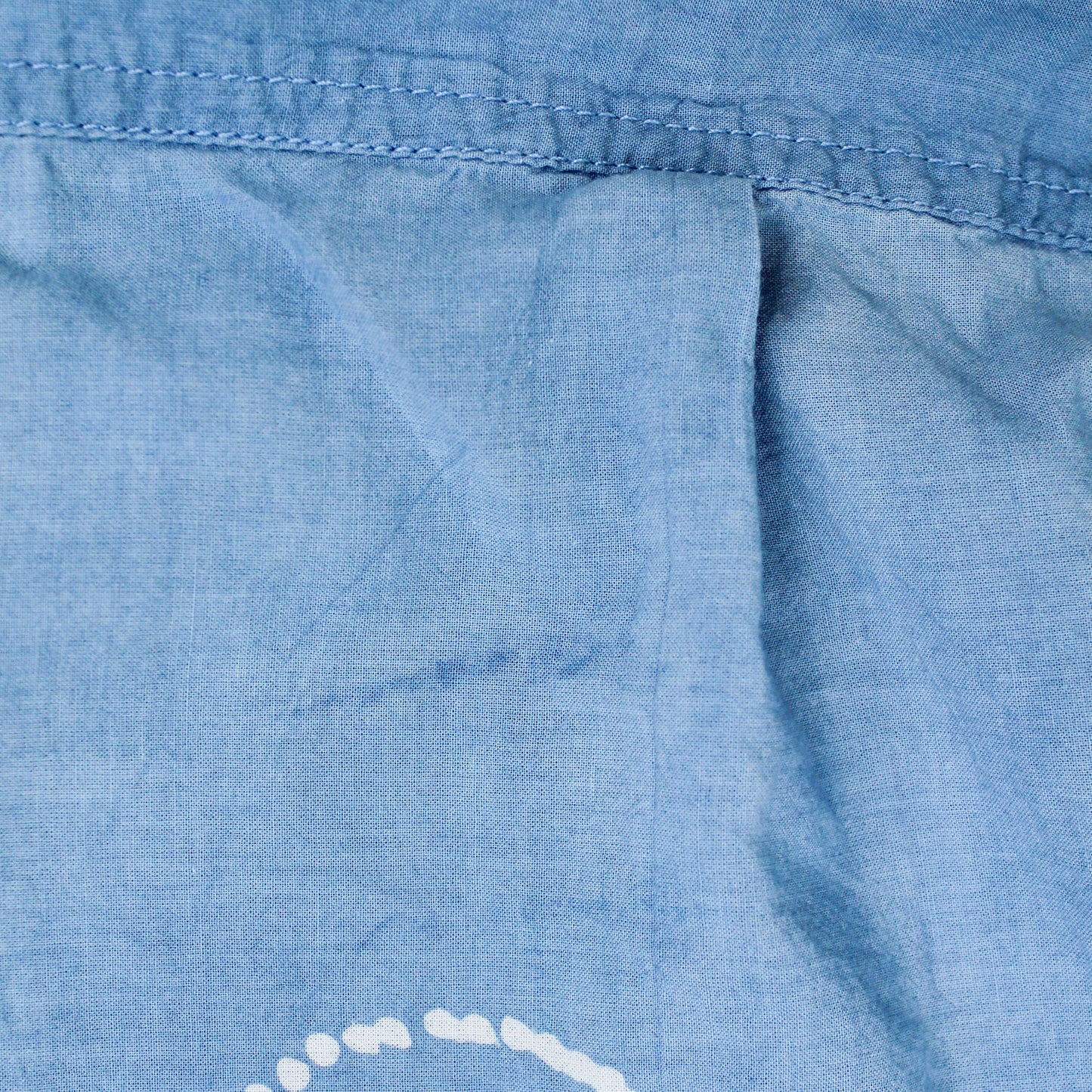 Story mfg. Peace Sign Indigo-Resist Dye Cotton Voile Short Sleeve Shore Shirt