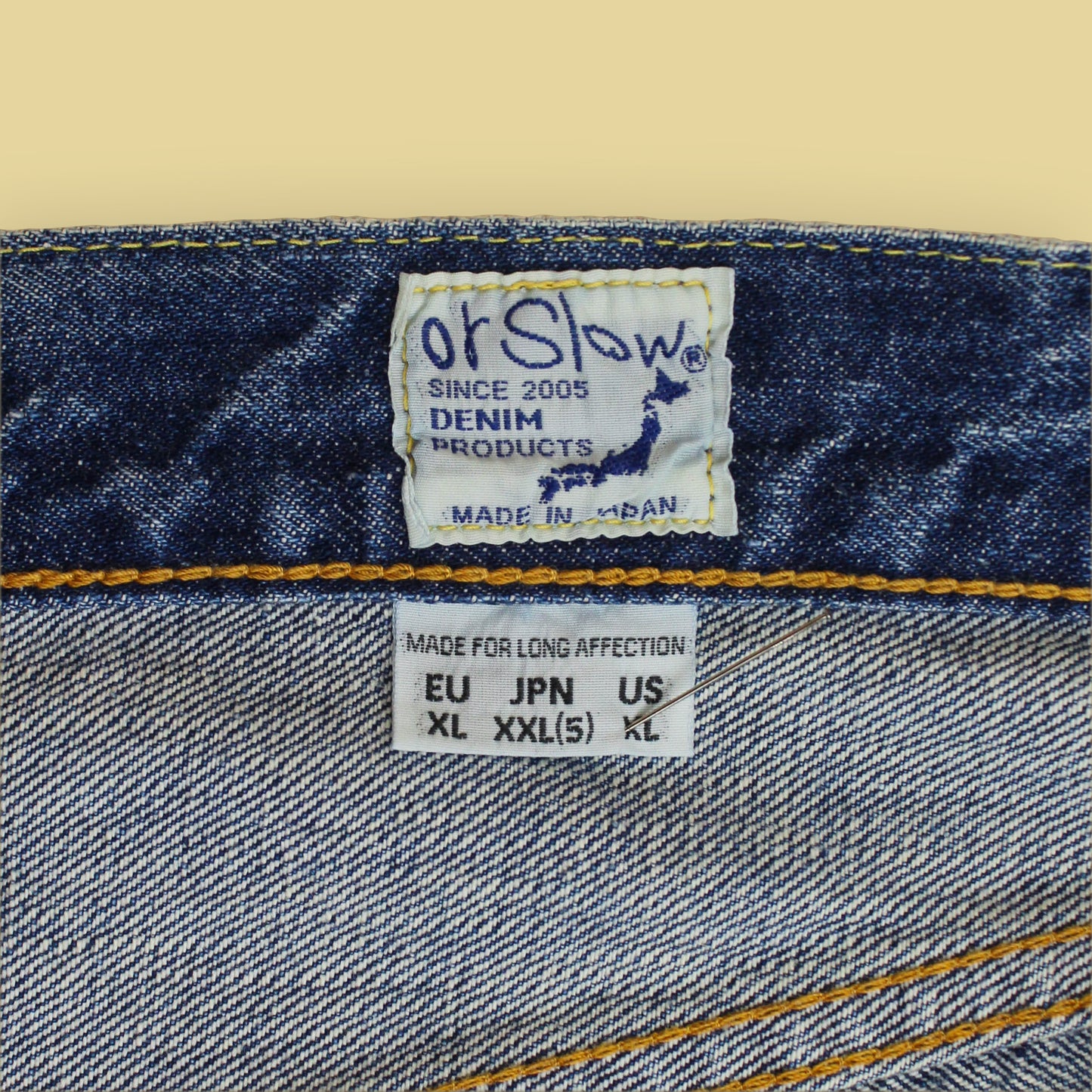 OrSlow x Canoe Club Damaged/Repaired Wash Selvedge Denim 107 Ivy Fit Jeans