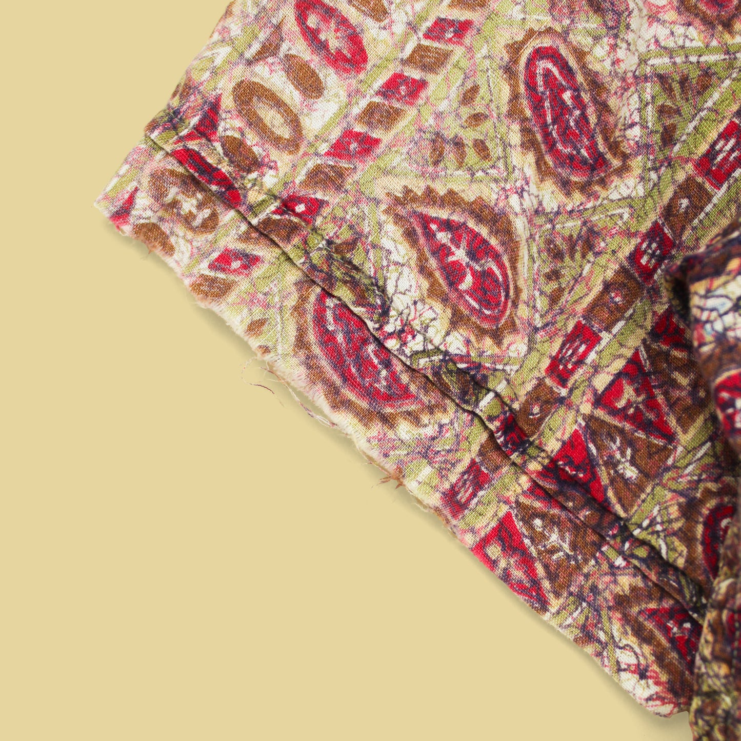 Vintage Campus Paisley Batik Cotton Short Sleeve Camp Collar Shirt