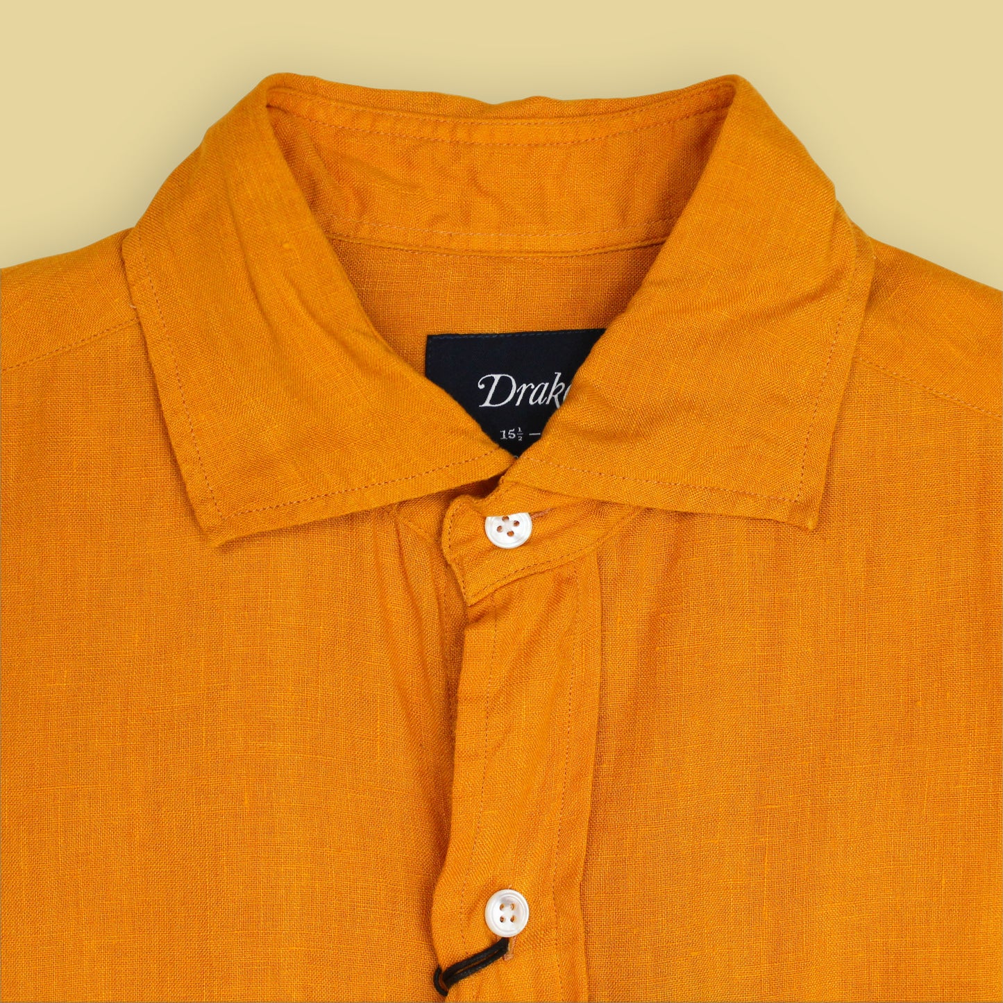 Drake's Linen Spread Collar Button-up Shirt