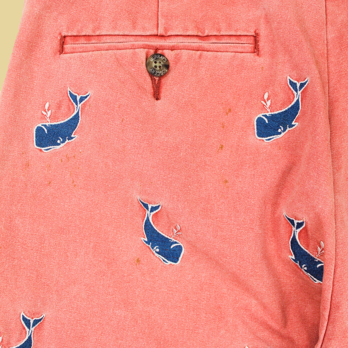 Murray's Toggery Shop Whale Embroidered Cotton Canvas Shorts