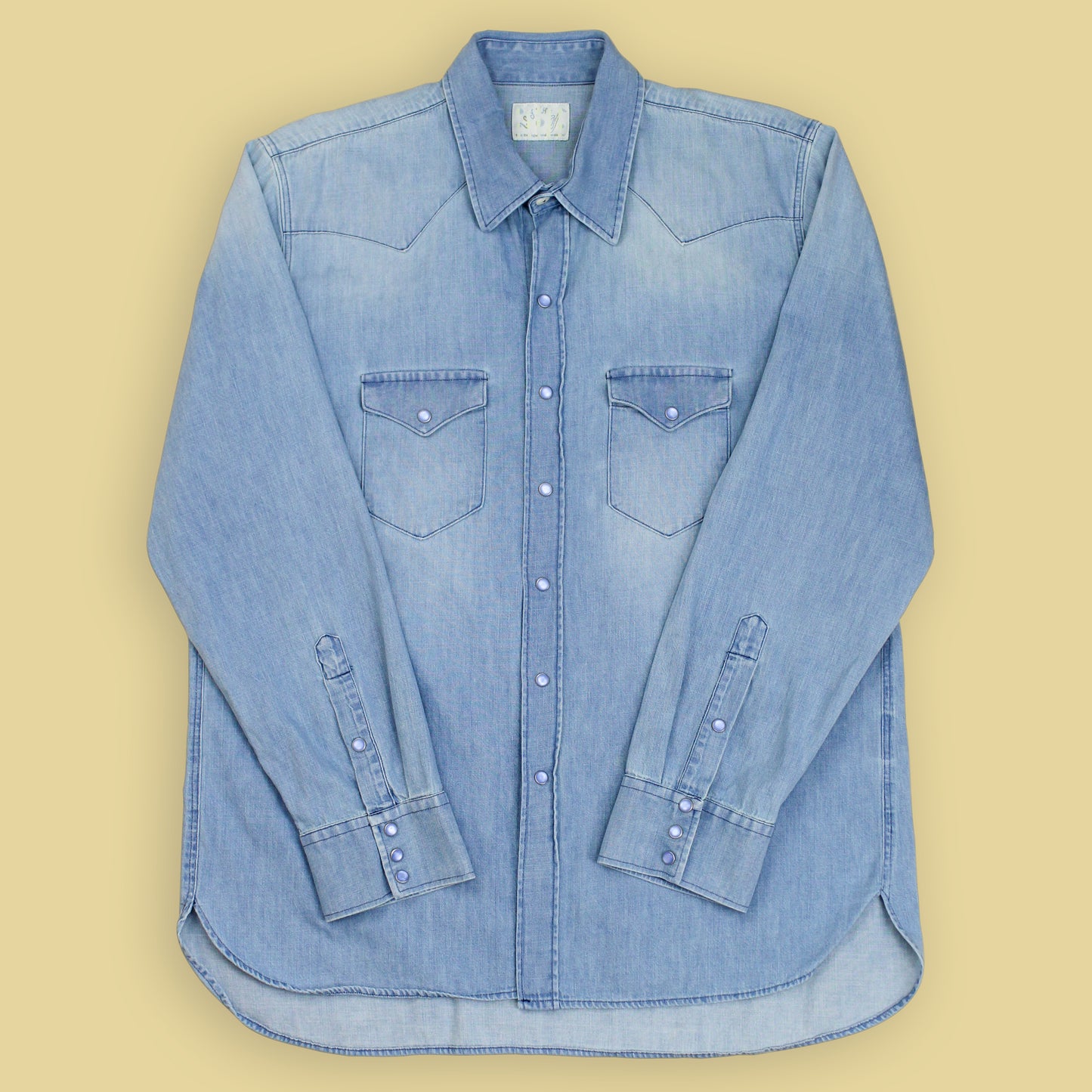 Wythe Lightwash Denim Pearl Snap Western Shirt