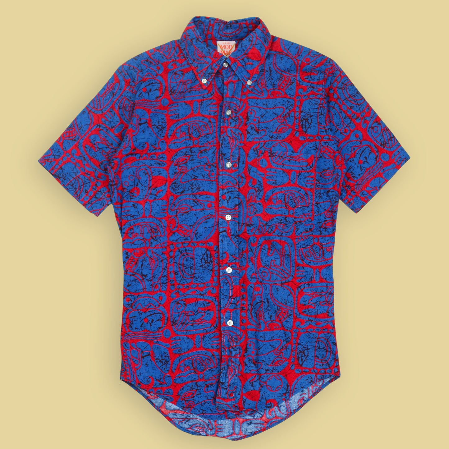 Mod Man by Matt Andrews Tiki Print Short Sleeve Button Down Shirt