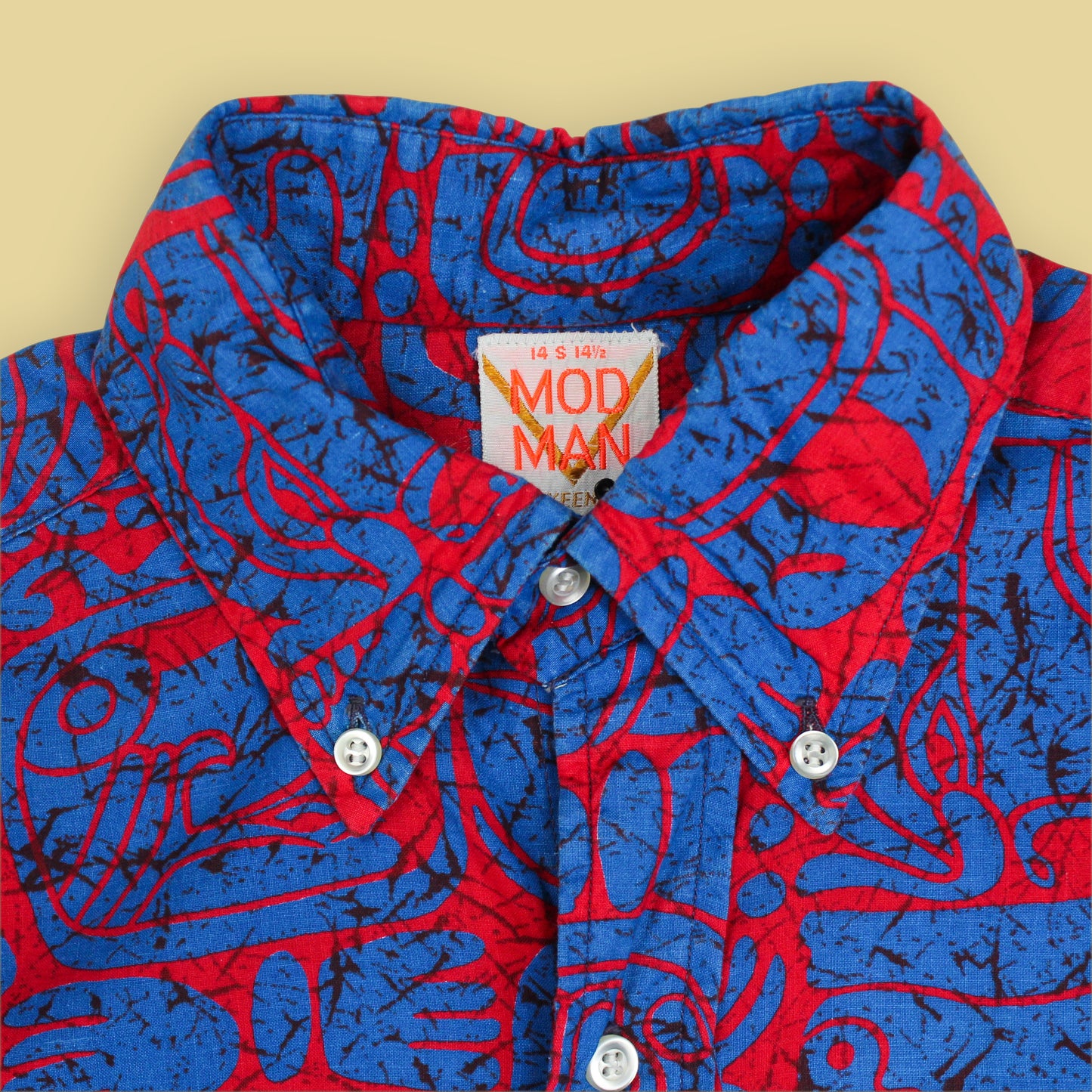 Mod Man by Matt Andrews Tiki Print Short Sleeve Button Down Shirt