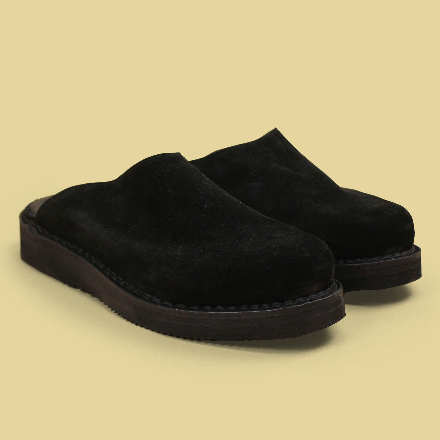 Needles Black Suede Wedge Sole Mountain Clog