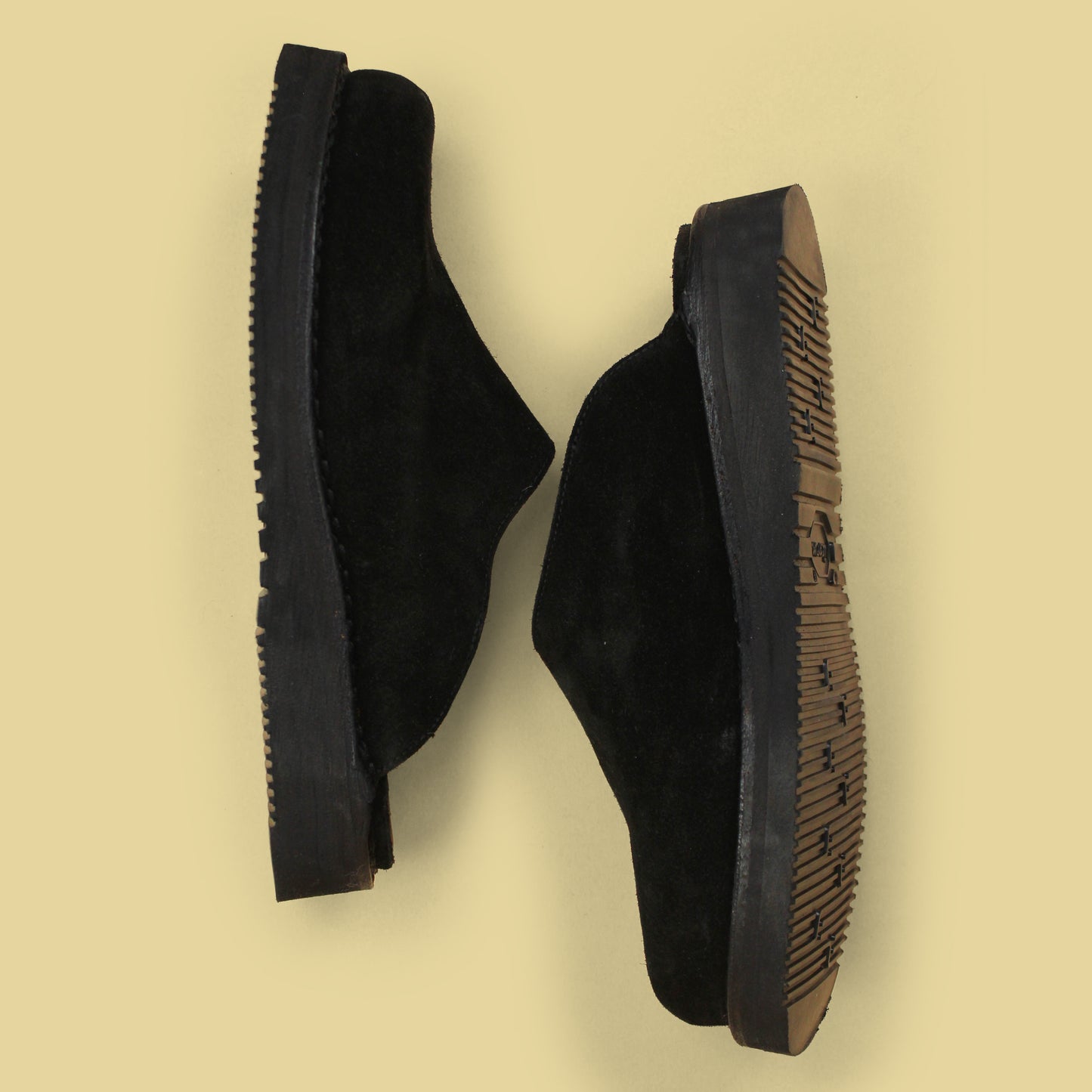 Needles Black Suede Wedge Sole Mountain Clog