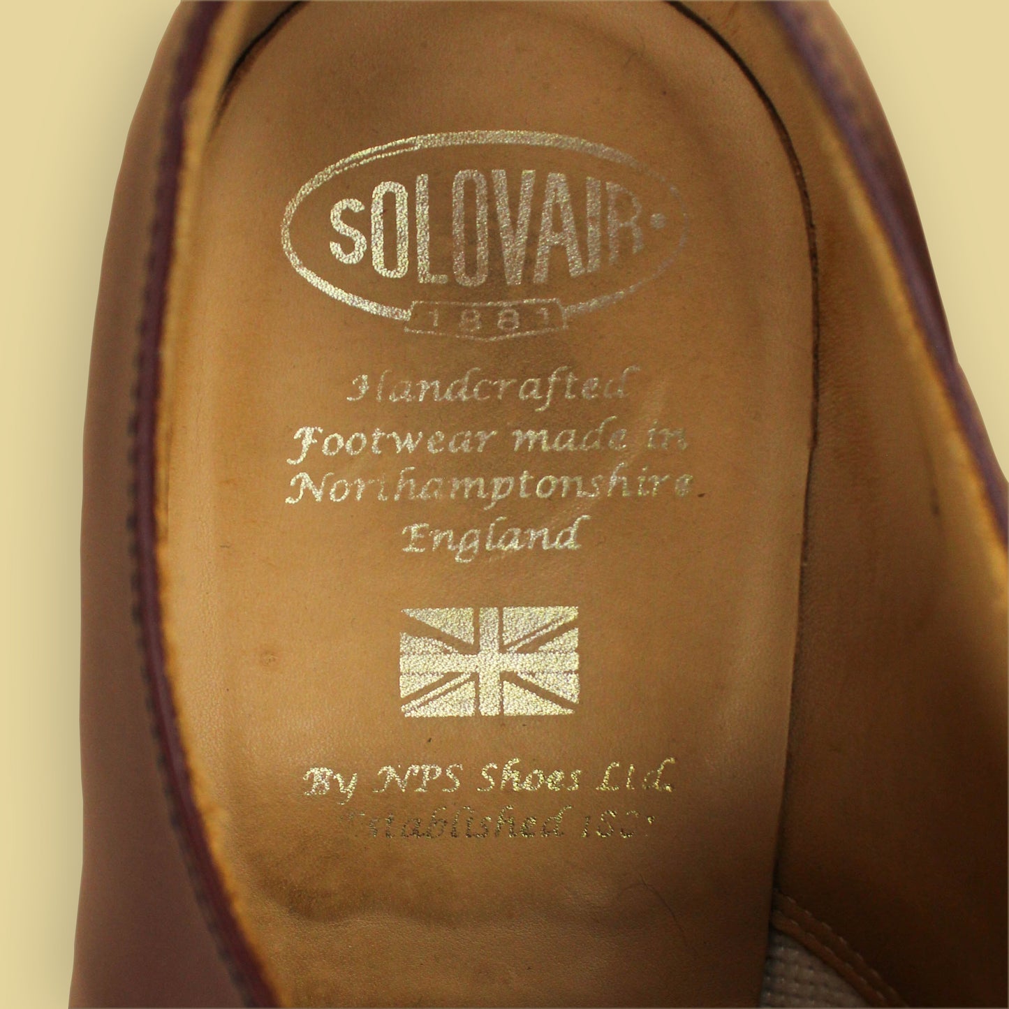 Solovair Oxblood Hi-Shine Leather Gibson Shoes