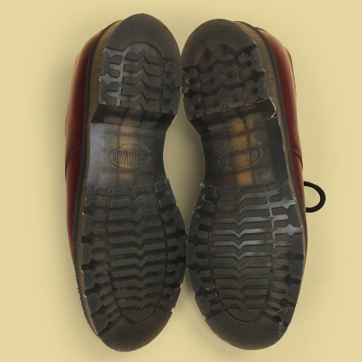 Solovair Oxblood Hi-Shine Leather Gibson Shoes