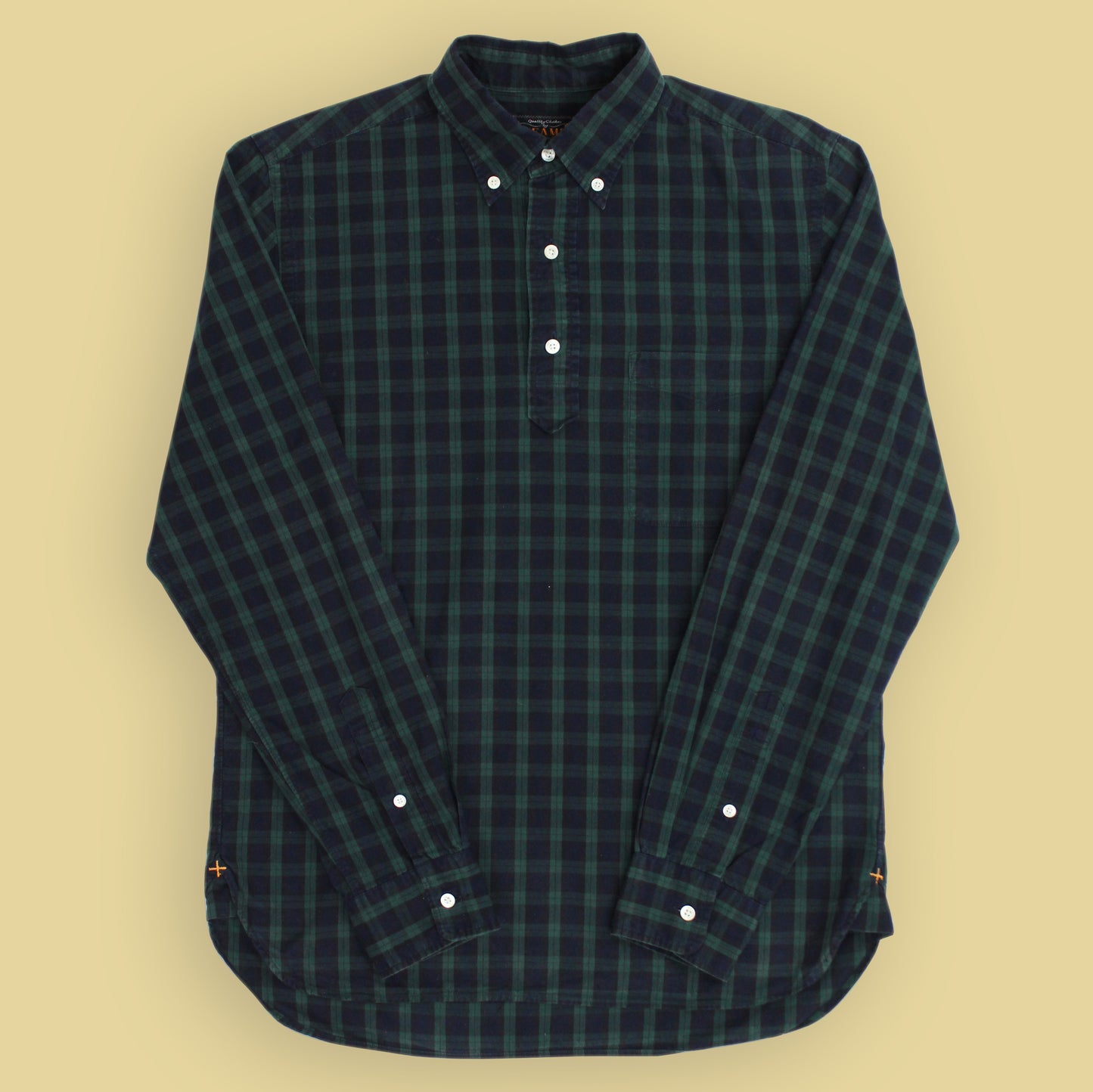Beams Plus Blackwatch Plaid Cotton Button Down Popover Shirt
