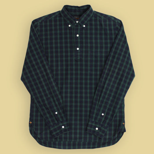Beams Plus Blackwatch Plaid Cotton Button Down Popover Shirt