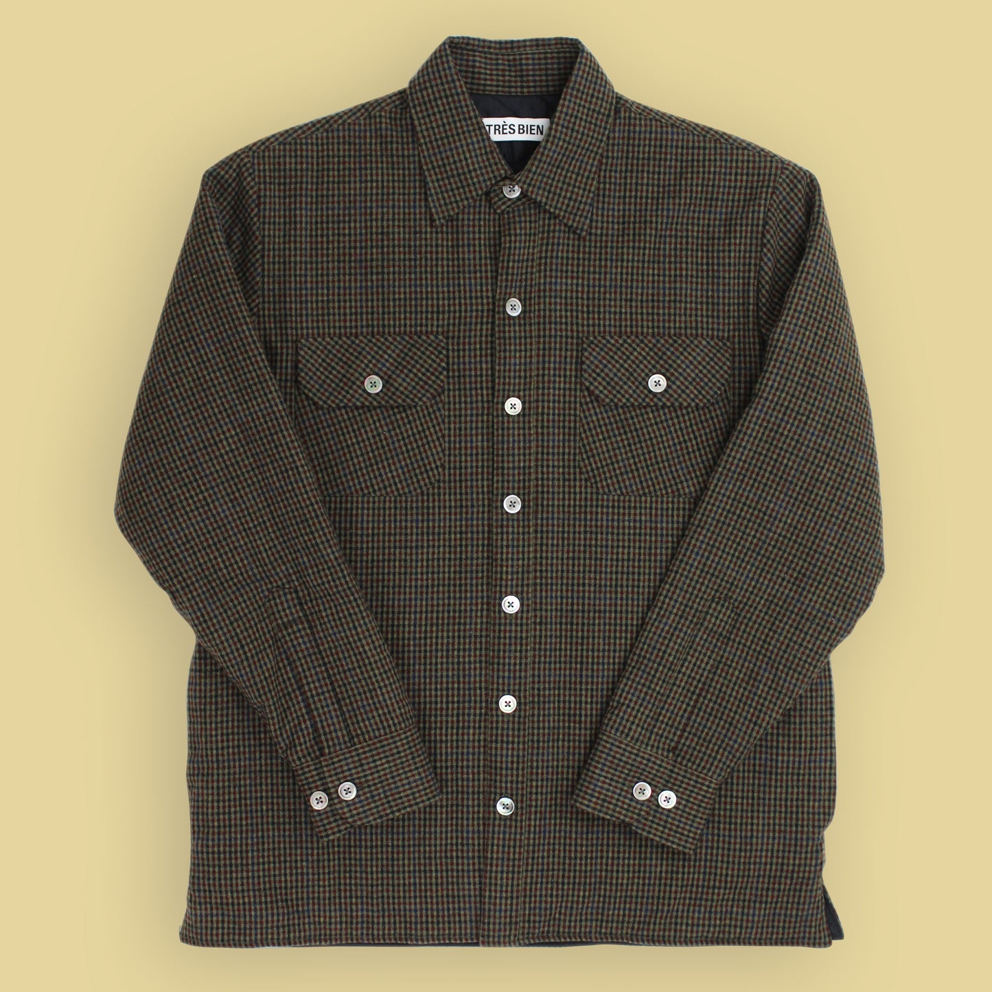 Très Bien Check Wool Flannel Padded Shirt Jacket