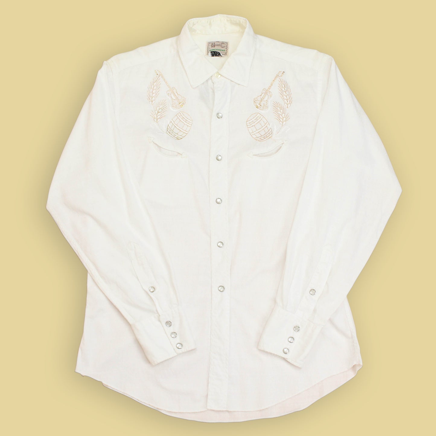 H Bar C Embroidered Cotton Pearl Snap Western Shirt