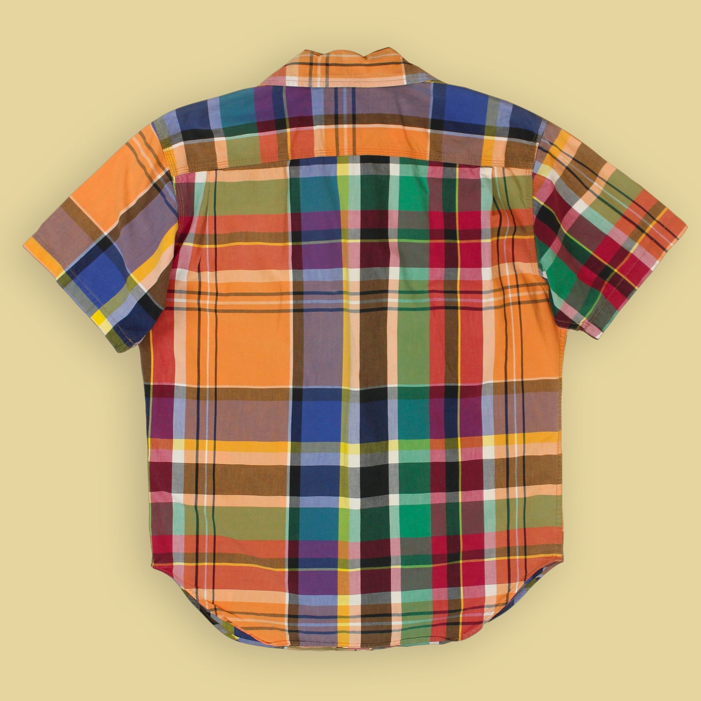 Polo Country Plaid Cotton Camp Collar Short Sleeve Button-Up Shirt