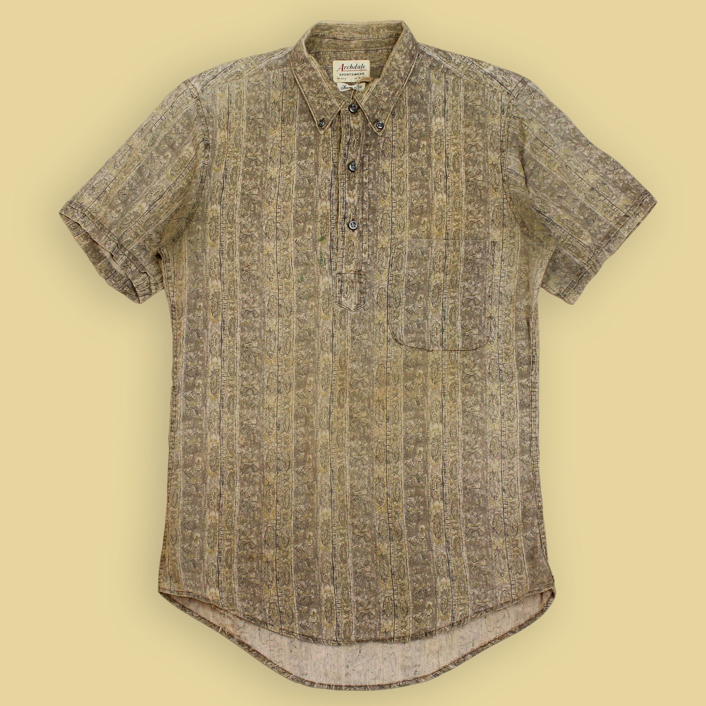 Archdale Paisley Scroll Print Cotton Popover Shirt
