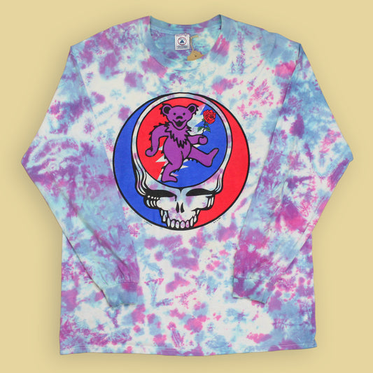 Grateful Dead Stealie with Dancing Bear Tie Dye Long Sleeve Band Tee