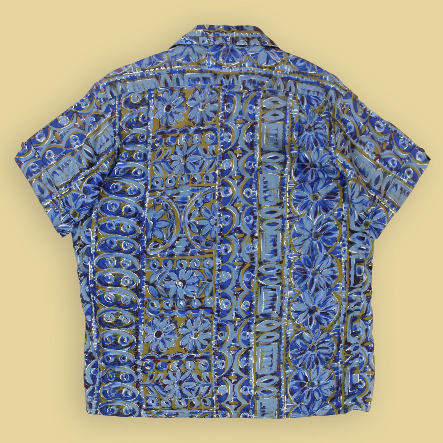 Duke of Hollywood Floral Mod Print Rayon Loop Collar Shirt