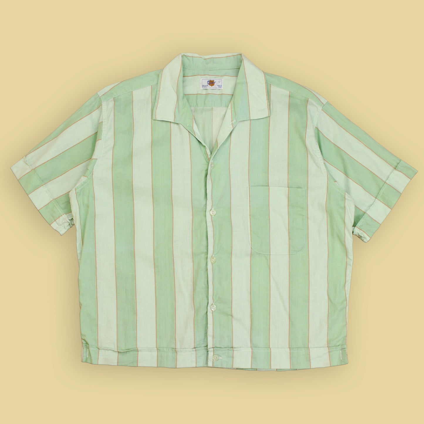 Resco Striped Cotton Camp Collar Short Sleeve Shirt Jacket