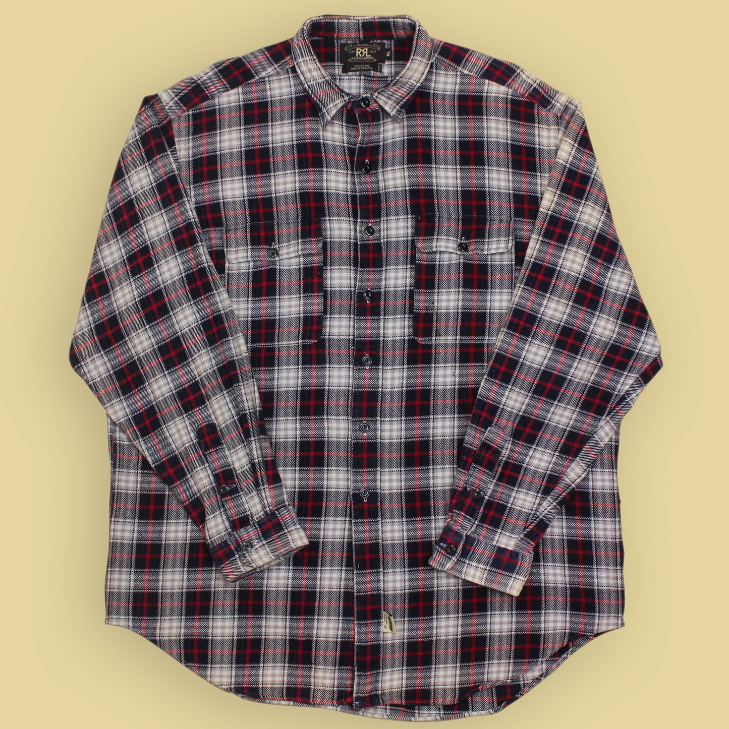 Double RL Plaid Cotton Flannel Work Shirt