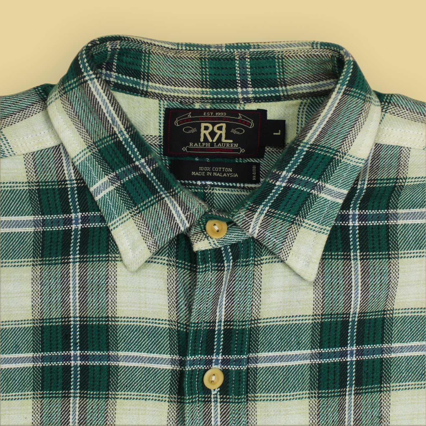 Double RL Plaid Cotton Flannel Work Shirt