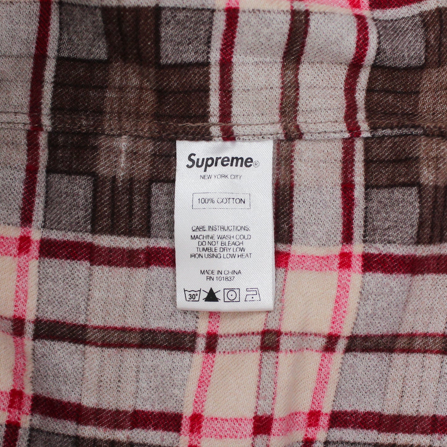 Supreme Printed Plaid Cotton Flannel Shirt