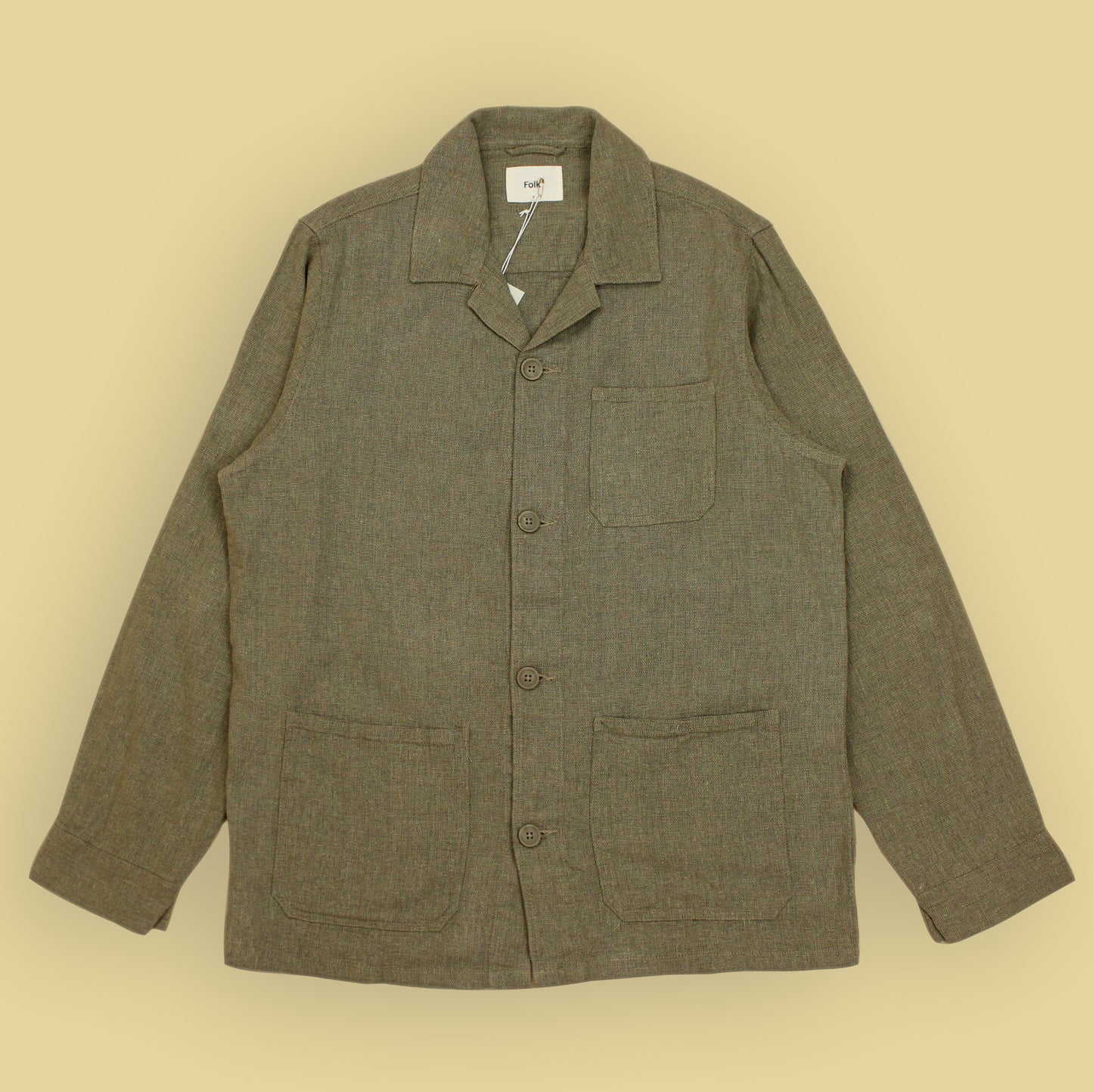 Folk Cotton Linen Monocle Overshirt Chore Jacket