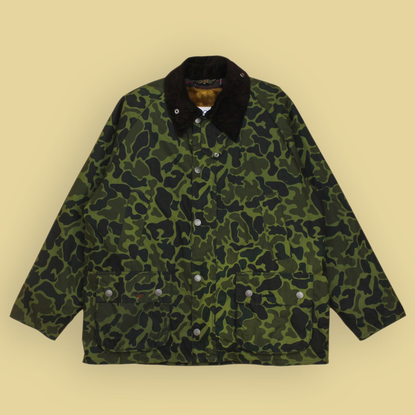 Barbour x Noah Camo Waxed Canvas Bedale Jacket with Faux Fur Liner Vest