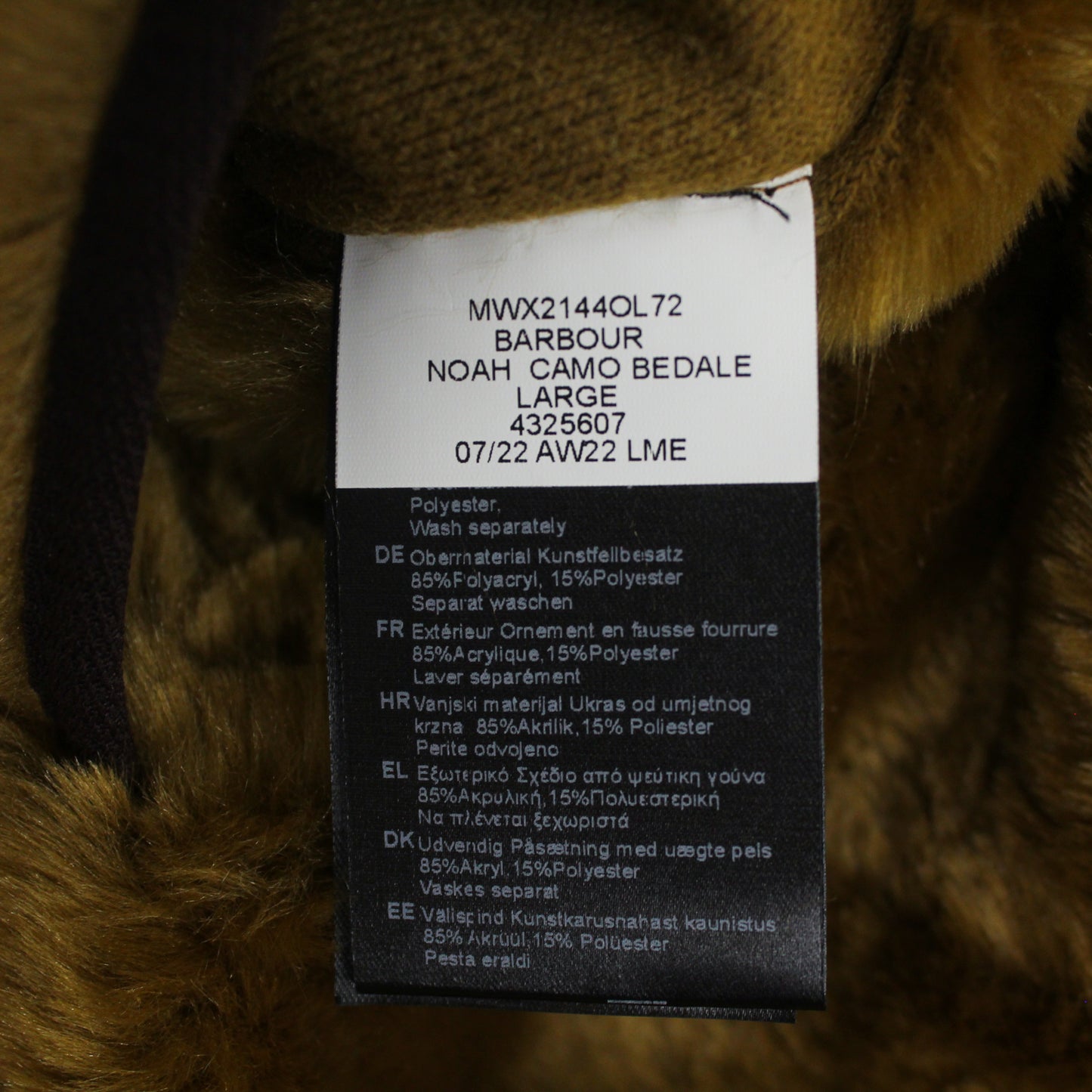 Barbour x Noah Camo Waxed Canvas Bedale Jacket with Faux Fur Liner Vest