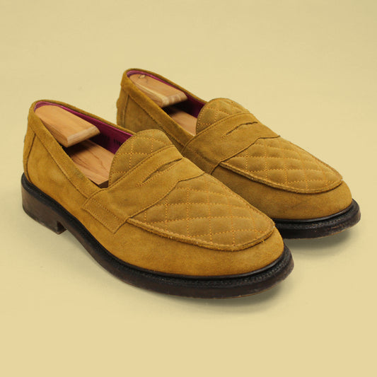 Blackstock & Weber Cinnamon Quilt Suede Ellis Penny Loafers