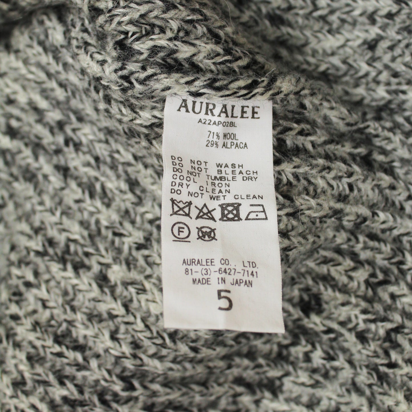 Auralee Baby Alpaca Wool Mix Rib Knit Sweater