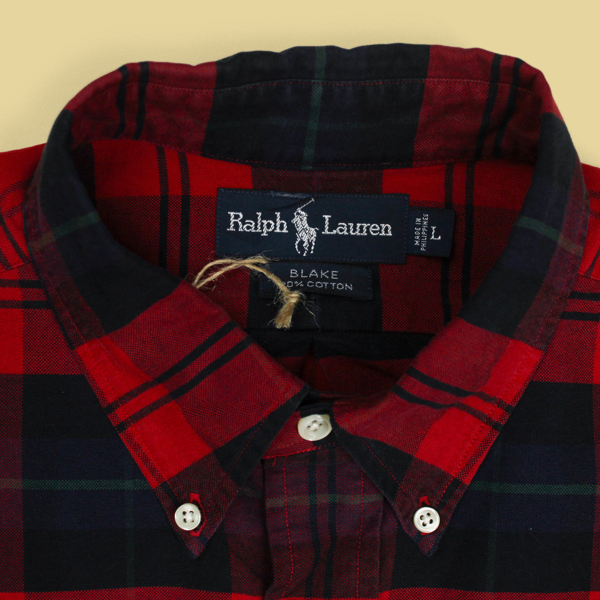 Vintage Polo Ralph Lauren Bear Embroidered Tartan Cotton Button-Down Blake Shirt