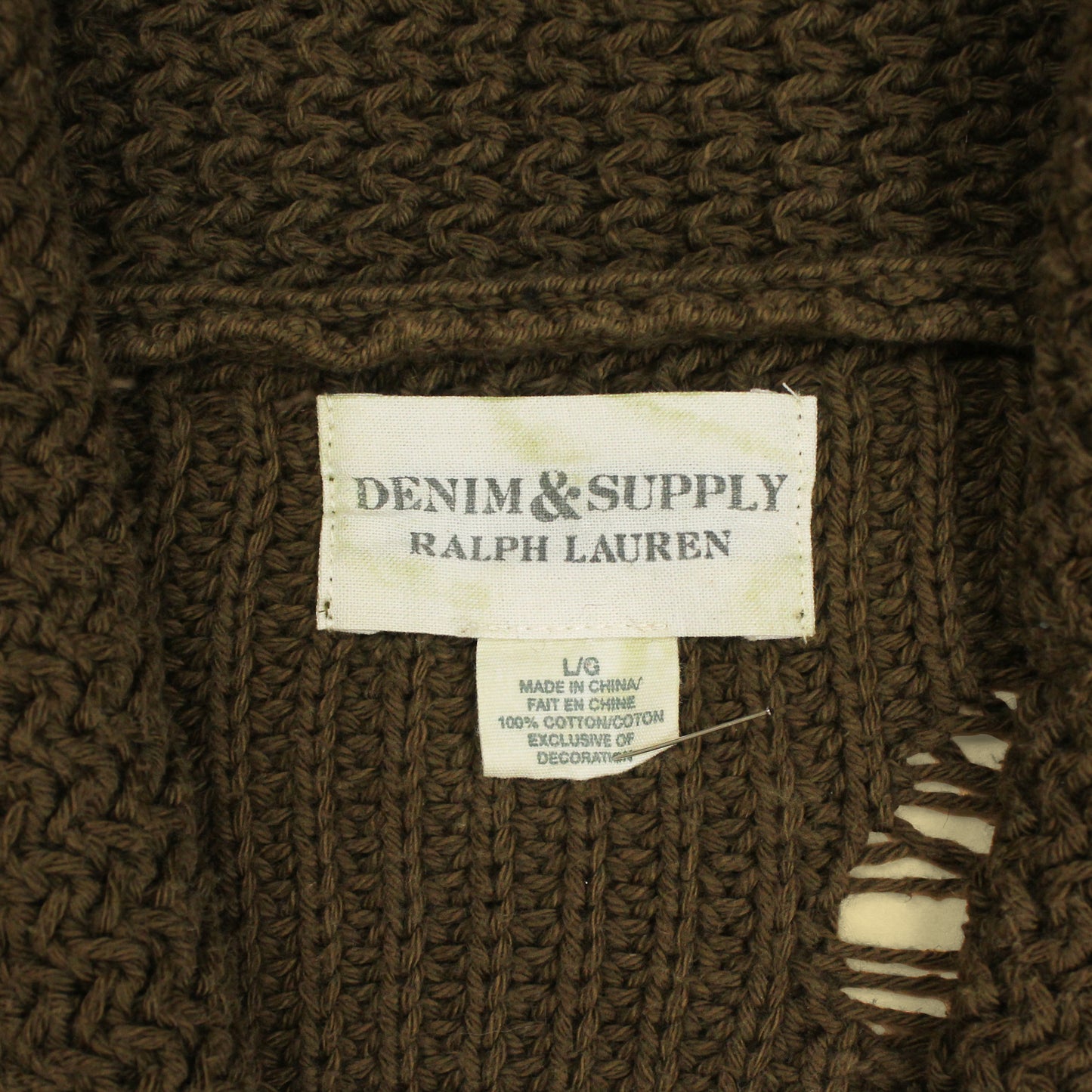 Denim & Supply Ralph Lauren Distressed Cotton Shawl Collar Cardigan