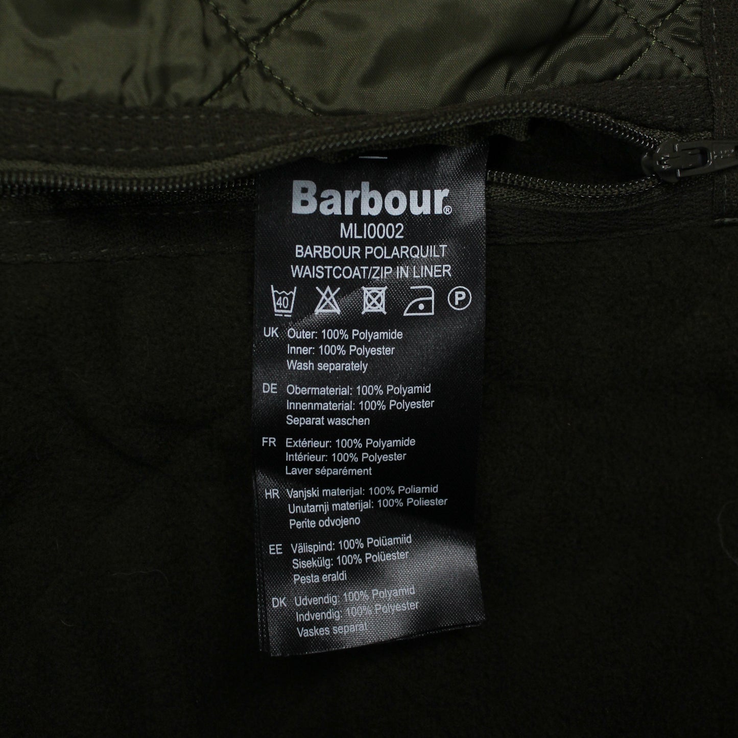 Barbour Polarquilt Zip-In Liner Waistcoat Vest