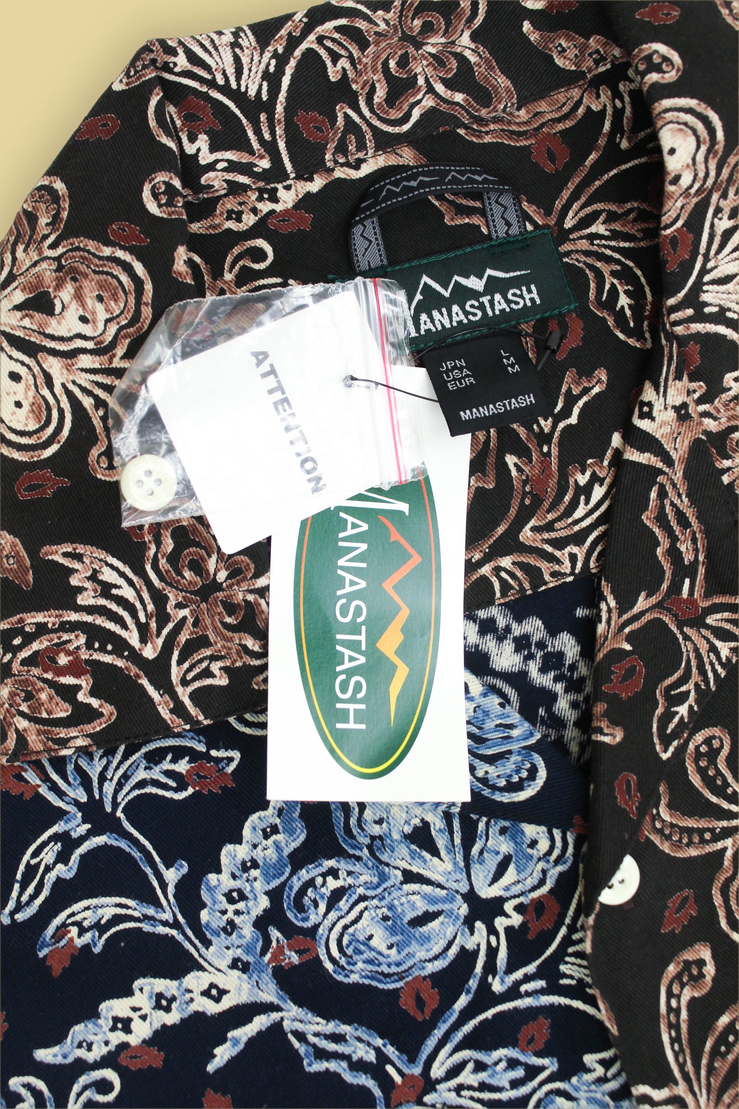 Manastash Cotton Mismatched Floral Print Hawaiian Shirt