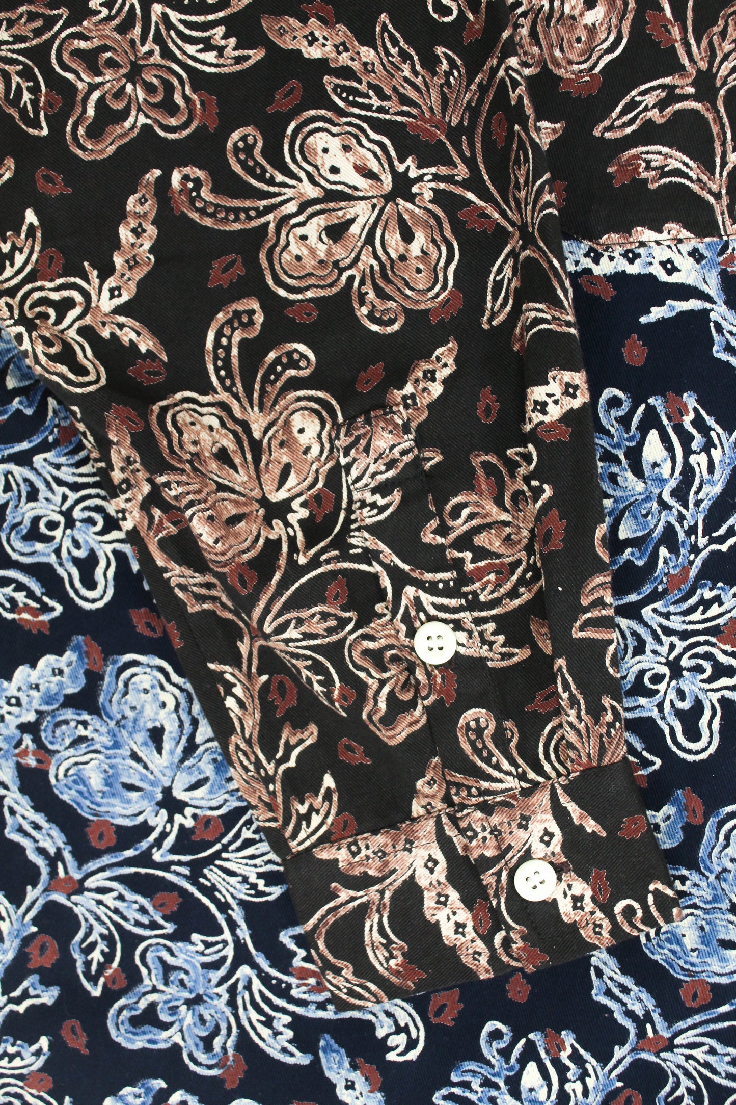 Manastash Cotton Mismatched Floral Print Hawaiian Shirt