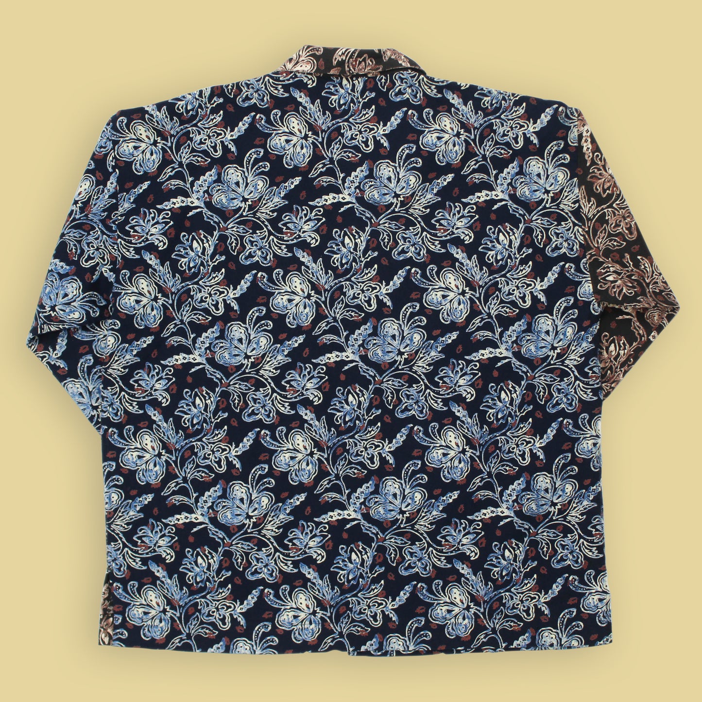Manastash Cotton Mismatched Floral Print Hawaiian Shirt