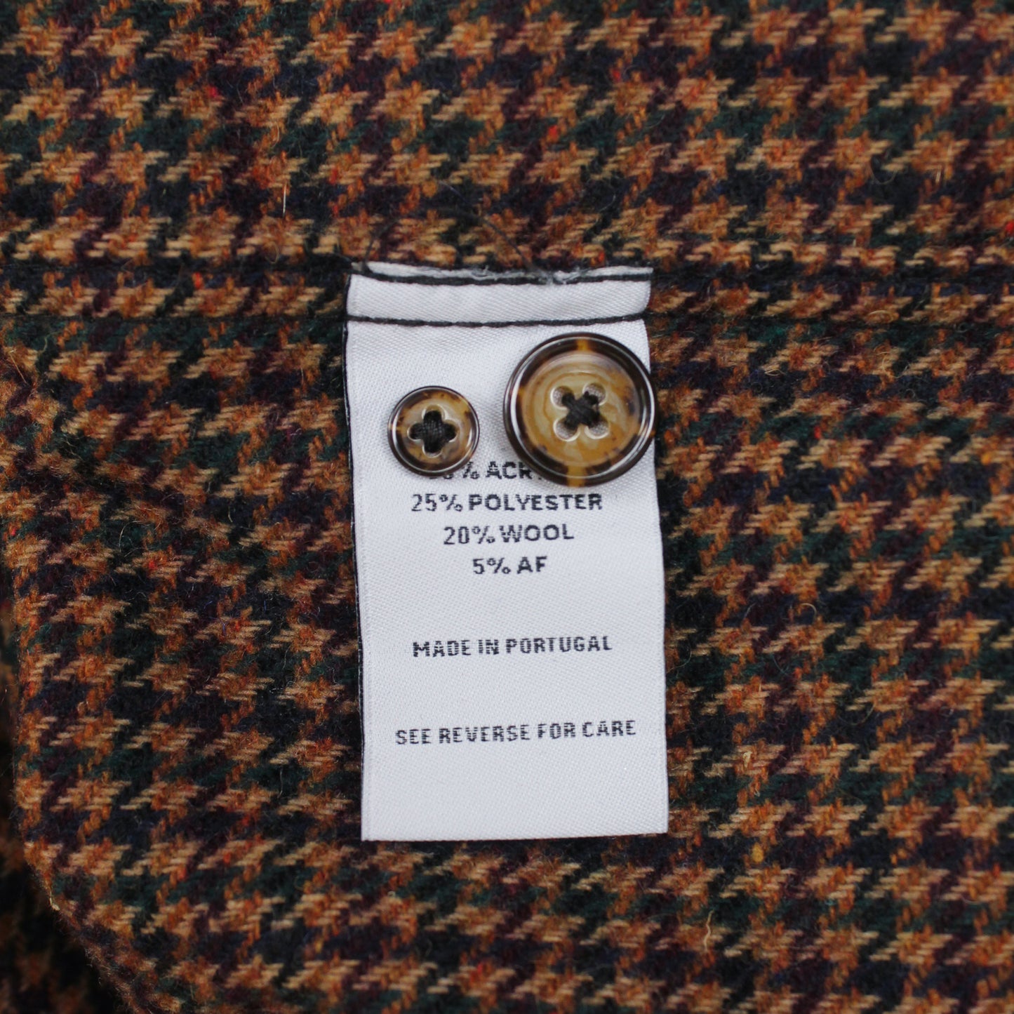 Portuguese Flannel Houndstooth Check Wool Blend Flannel Shirt Jacket