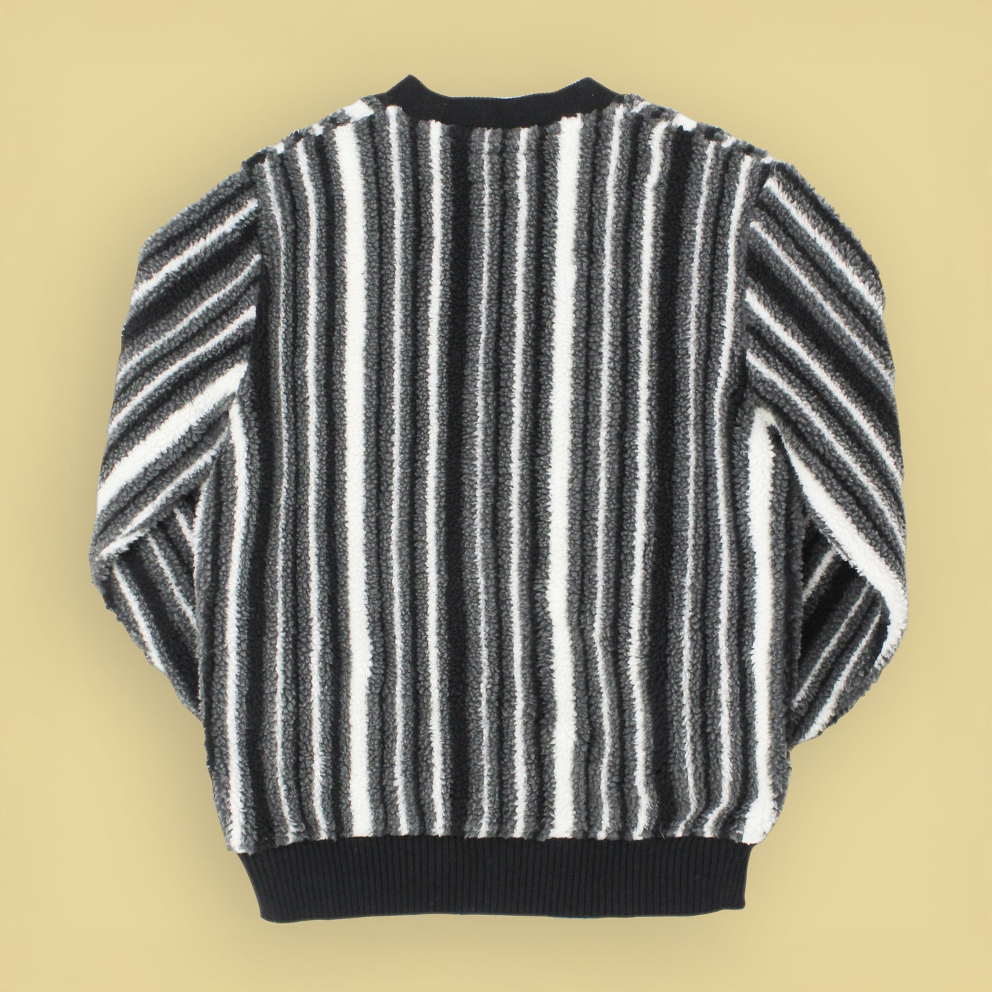 Beams Plus Striped High Pile Fleece Cardigan