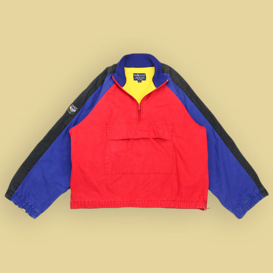 Polo Ralph Lauren Uni Crest Quarter Zip Flannel Lined Cotton Anorak