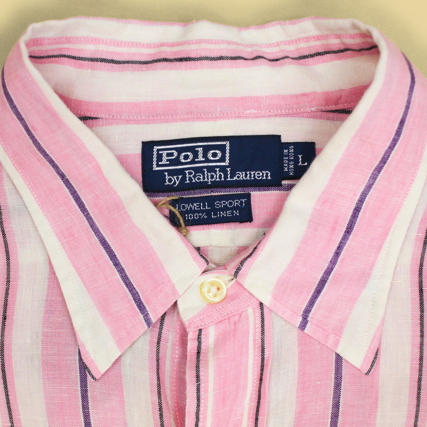 Vintage Polo Ralph Lauren Stripe Linen Button-Up Lowell Sport Shirt