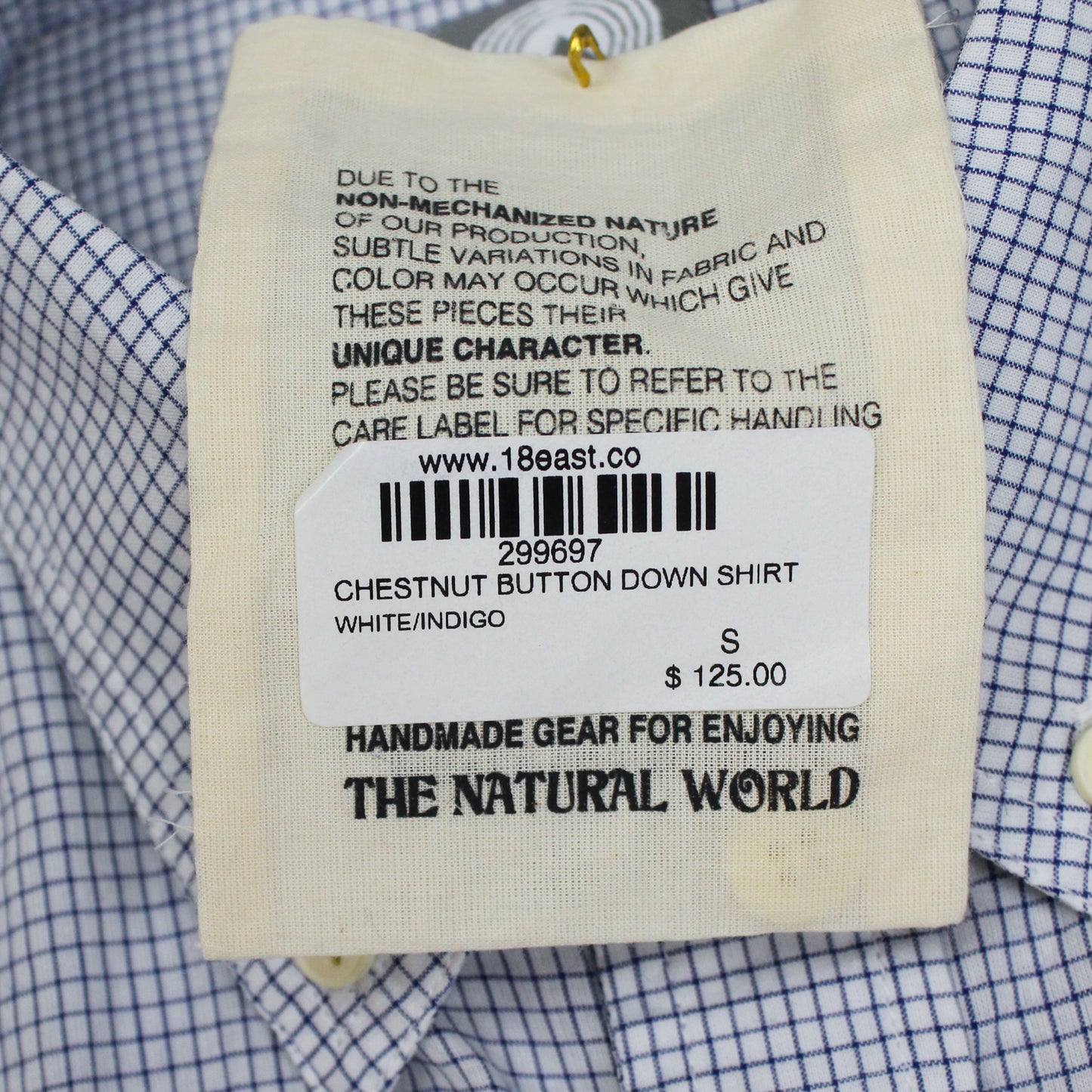 18 East Indigo Grid Check Cotton Chestnut Button-Down Shirt