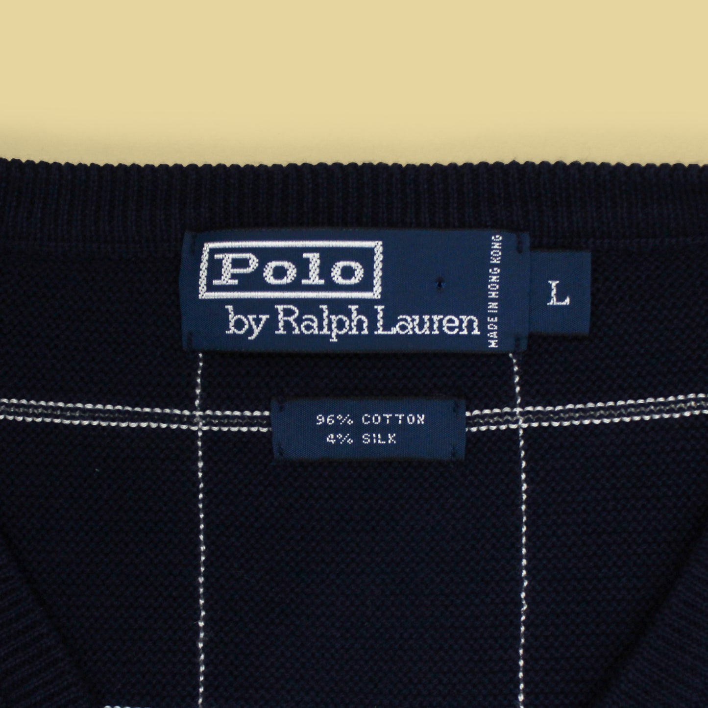 Vintage Polo Ralph Lauren Windowpane Cotton Silk Sweater Vest