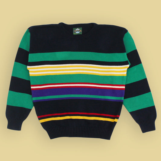 Jantzen Variegated Stripe Cotton Crewneck Sweater