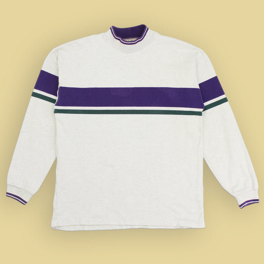 L.L. Bean Striped Mock Neck Long Sleeve T-Shirt